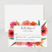 Rood geschilderde papavers bloemenbruiloft RSVP (Voorkant / Achterkant)