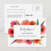 Rood geschilderde papavers bloemenbruiloft RSVP Uitnodiging Briefkaart (Voorkant / Achterkant)