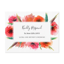 Rood geschilderde papavers bloemenbruiloft RSVP