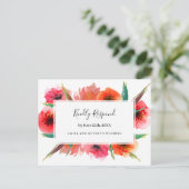 Rood geschilderde papavers bloemenbruiloft RSVP Uitnodiging Briefkaart (Staand voorkant)