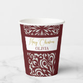 Rood gesneden kerstversieringen papieren bekers (Achterkant)