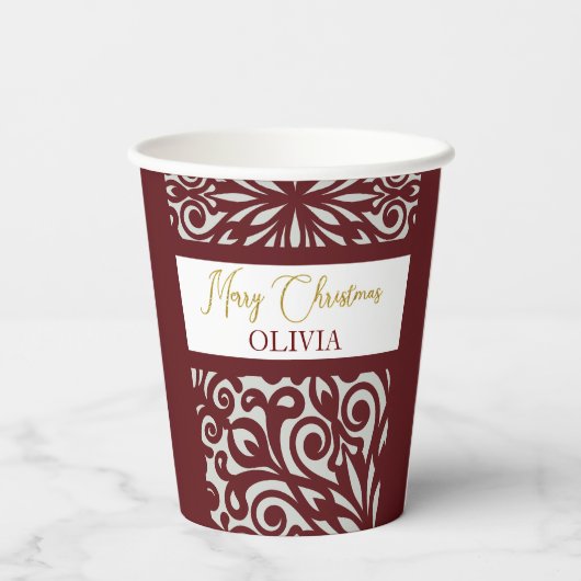 Rood gesneden kerstversieringen papieren bekers (Achterkant)