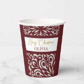 Rood gesneden kerstversieringen papieren bekers (Voorkant)