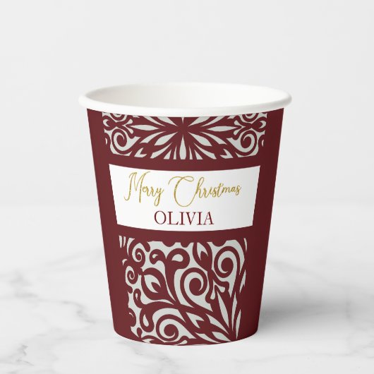 Rood gesneden kerstversieringen papieren bekers (Voorkant)