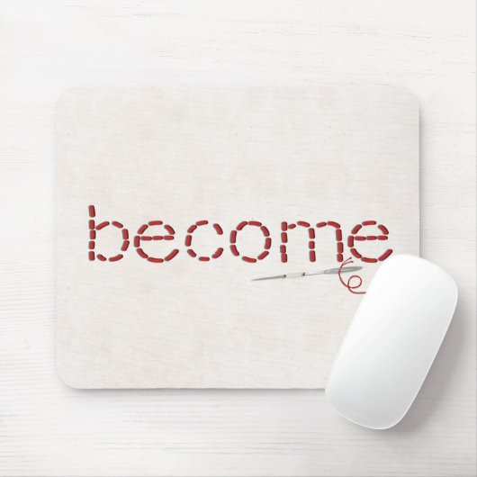 rood gestikt BECOME tekstbericht met naald Muismat (Met muis)