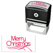 Rood gestileerd Vrolijk Kerstfeest en golvende lij Zelfinktende Stempel (In situ)