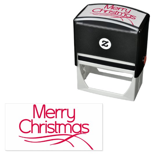 Rood gestileerd Vrolijk Kerstfeest en golvende lij Zelfinktende Stempel (In situ)