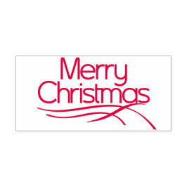 Rood gestileerd Vrolijk Kerstfeest en golvende lij Zelfinktende Stempel