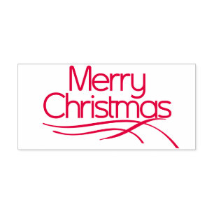 Rood gestileerd Vrolijk Kerstfeest en golvende lij Zelfinktende Stempel