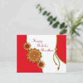 Rood gestileerde Happy Raksha Bandhan Briefkaart (Staand voorkant)