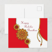 Rood gestileerde Happy Raksha Bandhan Briefkaart (Voorkant / Achterkant)