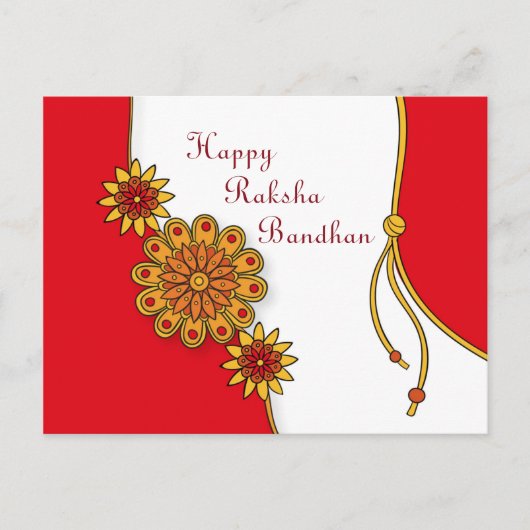 Rood gestileerde Happy Raksha Bandhan Briefkaart (Voorkant)
