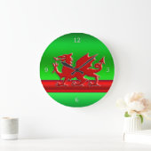 Rood gestileerde Welsh Dragon op groen metallisch  Grote Klok (Huis)