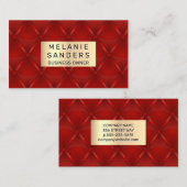 Rood gestoffeerd | goudmetallisch visitekaartje (Voorkant / Achterkant)