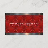 Rood gestoffeerde metalen afwerking visitekaartje (Achterkant)