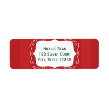 Rood gestreept grillig lijst kerst adreslabel