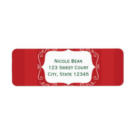 Rood gestreept grillig lijst kerst adreslabel etiket