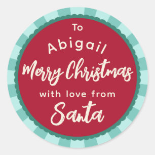 Rood gestreept van kerstcadeausticker ronde sticker