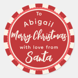 Rood gestreept van kerstcadeausticker ronde sticker