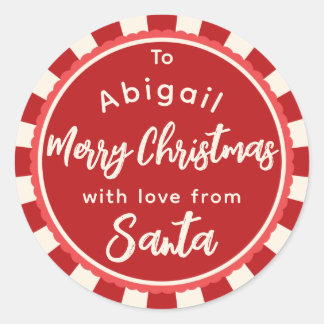 Rood gestreept van kerstcadeausticker ronde sticker