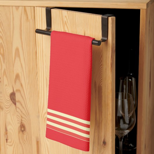 Rood +  Gestreepte Afwerking Keuken Handdoek (Derde Gevouwen)
