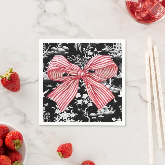 Rood Gestreepte Boog Chinoiserie Preppy Servet (Insitu)