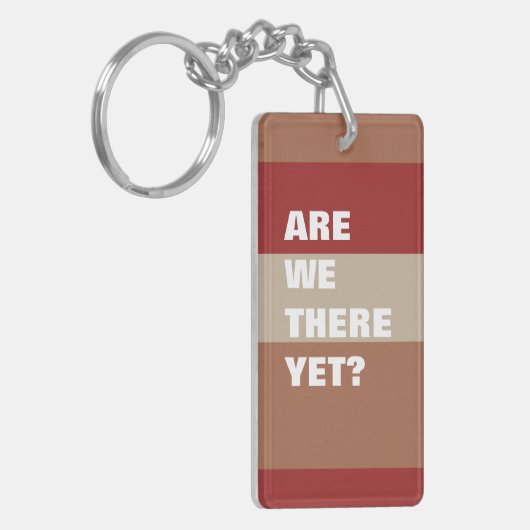 Rood gestreepte grappige tekst typografie zijn we  sleutelhanger (Voorkant Links)