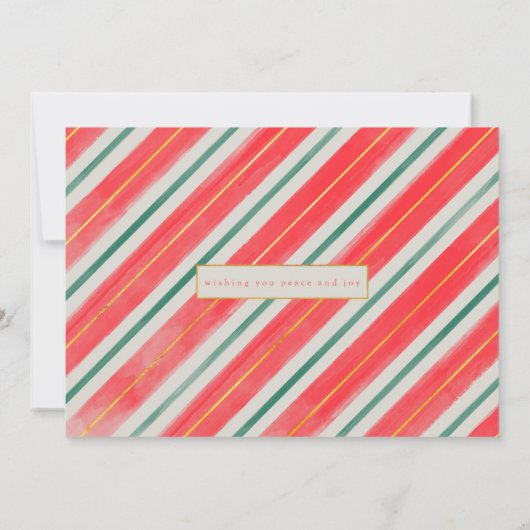 Rood gestreepte kerst feestdagenkaart (Achterkant)