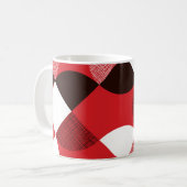 Rood gestructureerd diagonaal dynamisch patroon koffiemok (Voorkant links)