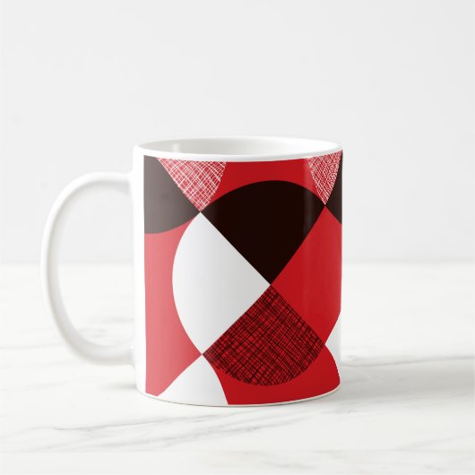 Rood gestructureerd diagonaal dynamisch patroon koffiemok (Links)