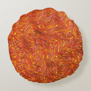 Rood getextureerd met schoppen van geel rond kussen
