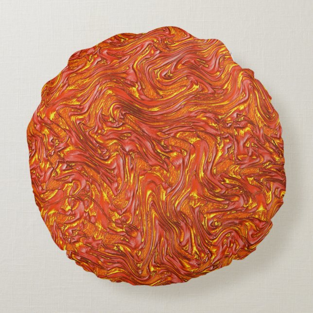 Rood getextureerd met schoppen van geel rond kussen (Achterkant)