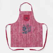 Rood getextureerde stof met kruidenmotief – Modern Schort (Voorkant)