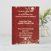 Rood getoold leder en uitnodiging tot weddenschapp (Staand voorkant)