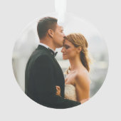 Rood Getrouwd en Vrolijk huwelijk foto gunst Ornament (achterkant)