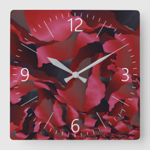 Rood geurige abstractie vierkante klok