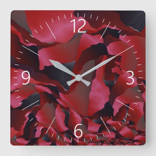 Rood geurige abstractie vierkante klok (Voorkant)