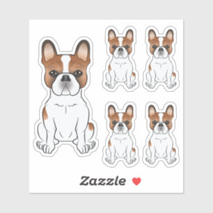 Rood gevlekte Franse Bulldog Cartoonhond Illustrat Sticker