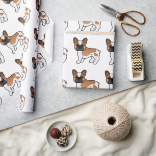 Rood gevlekte Franse Bulldog Zacht Kartonnen Hond  Cadeaupapier
