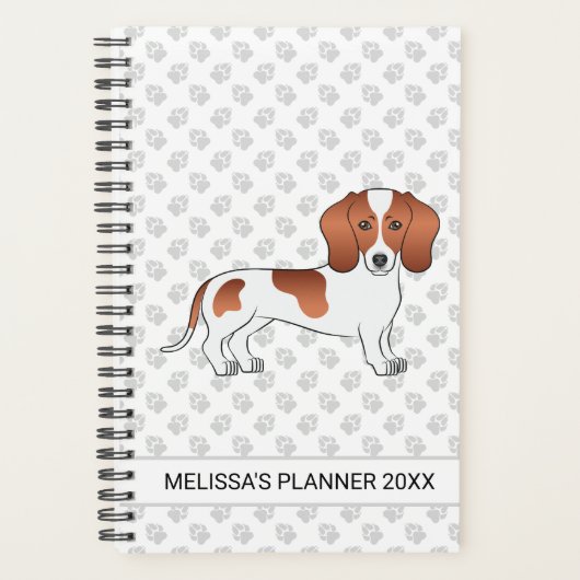 Rood gevlekte gladharige Dachshund Cartoonhond & T Planner (Voorkant)