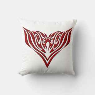 Rood gevleugelde vogel Neo-Tribal tattoo kunst ont Kussen