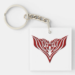Rood gevleugelde vogel neo-tribal tattoo kunst ont sleutelhanger