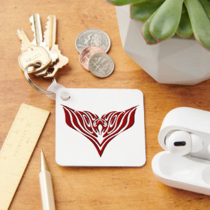 Rood gevleugelde vogel Neo-tribal tattoo kunst ont Sleutelhanger