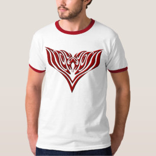 Rood gevleugelde vogel Neo-Tribale Tattoo Kunst De T-shirt