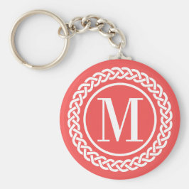Rood gevlochten Lijst monogram Sleutelhanger