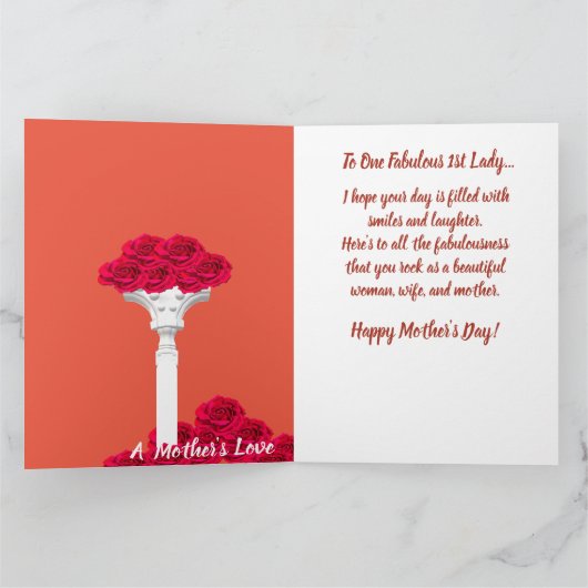 Rood gewatteerde Afro-Amerikaanse 1e Dame Moederda Kaart (Binnen)