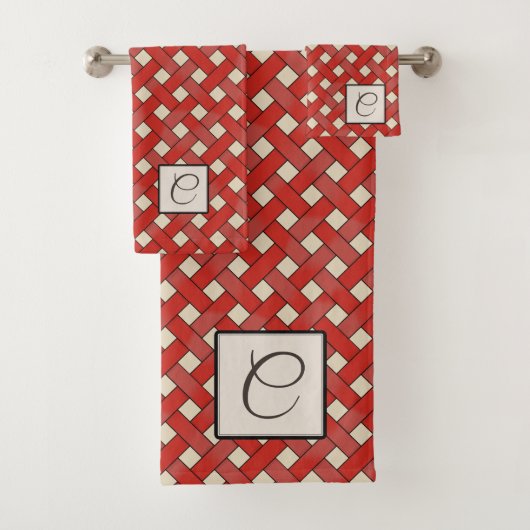Rood Geweven Rattan op Aangepaste Kleur met Monogr Bad Handdoek (Insitu)