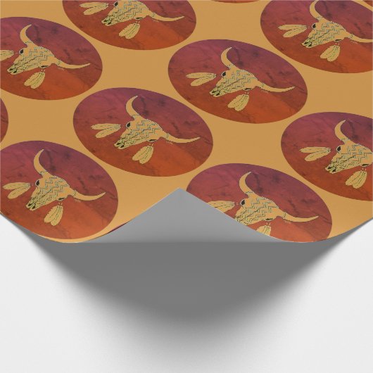 Rood Ghost Dance Buffalo matte wrappapier Cadeaupapier (Hoek)