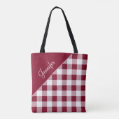 Rood Gingham Geruit Patroon Patroon Tote Bag (Achterkant)