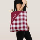Rood Gingham Geruit Patroon Patroon Tote Bag (Dichtbij)